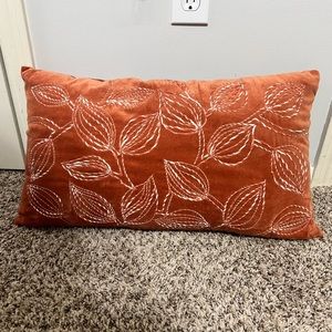 Burnt orange velvet throw pillow